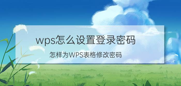 wps怎么设置登录密码 怎样为WPS表格修改密码？